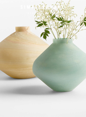 漩涡流动美感玻璃客厅花瓶摆件