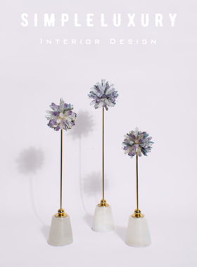 轻奢浪漫蒲公英水晶摆件3件套