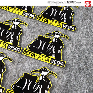 TUTU圖圖車貼 摩托车个性 装 饰反光贴花 VESPA300GTS冲刺春天贴纸