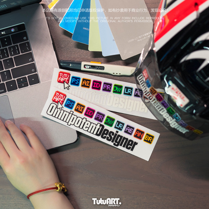 TUTU圖圖車貼 原创设计师贴纸摩托车头盔透明装饰贴 内饰个性贴花