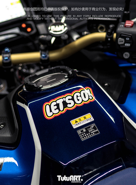 TUTU圖圖車貼 创意LET'S GO文字贴 摩托车避震风挡头盔装饰反光贴