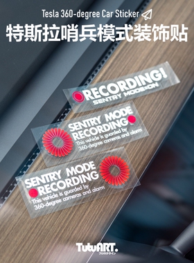 TUTU圖圖車貼 特斯拉哨兵模式360影像 ModelY汽车B柱侧窗警示贴