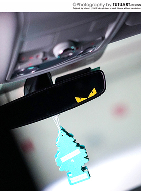 TUTU圖圖車貼 车内后视镜个性潮贴 小恶魔 眼睛 安全警示反光贴纸