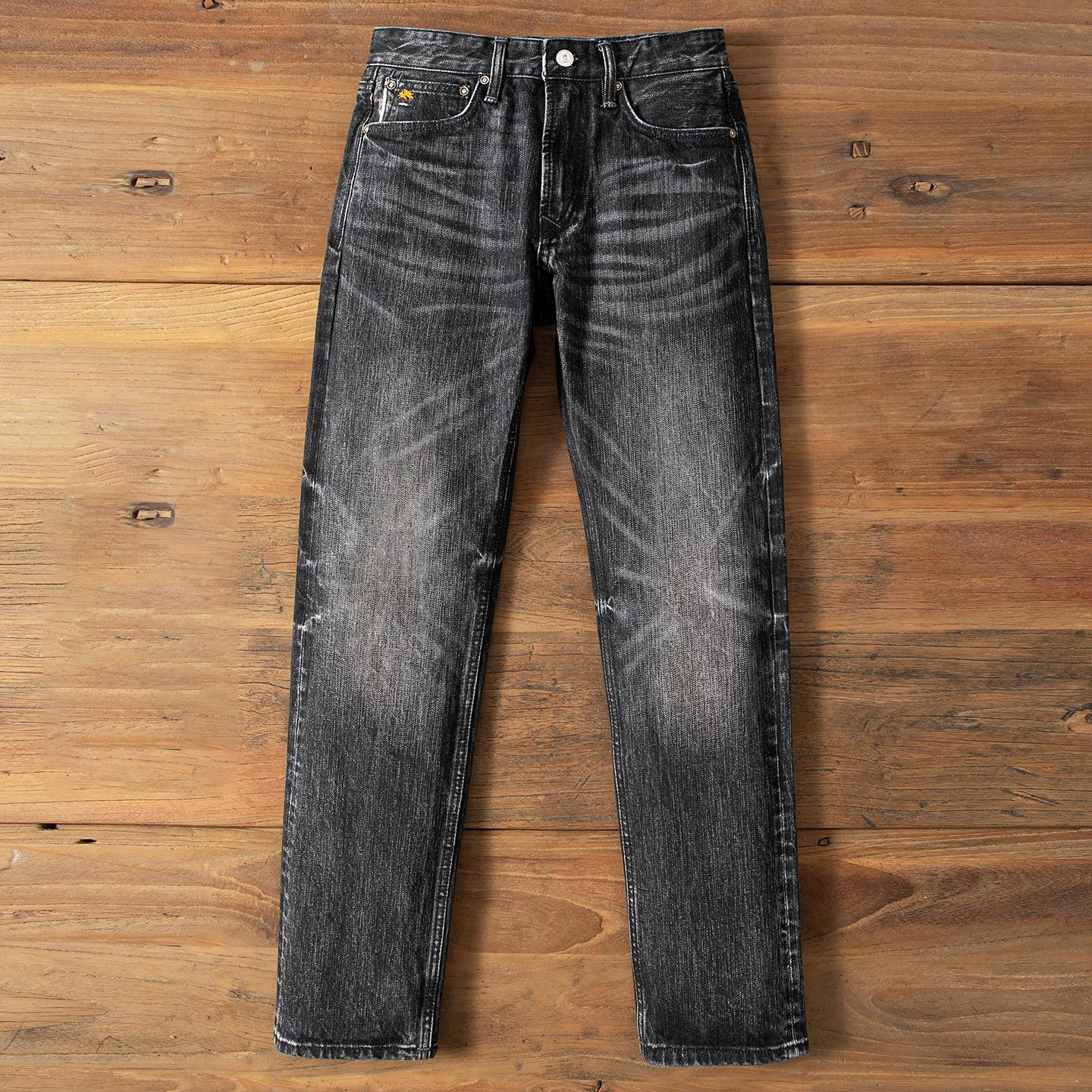 1319男装赤耳丹宁牛仔裤17盎司501直筒裤硫化黑洗水百搭时尚复古