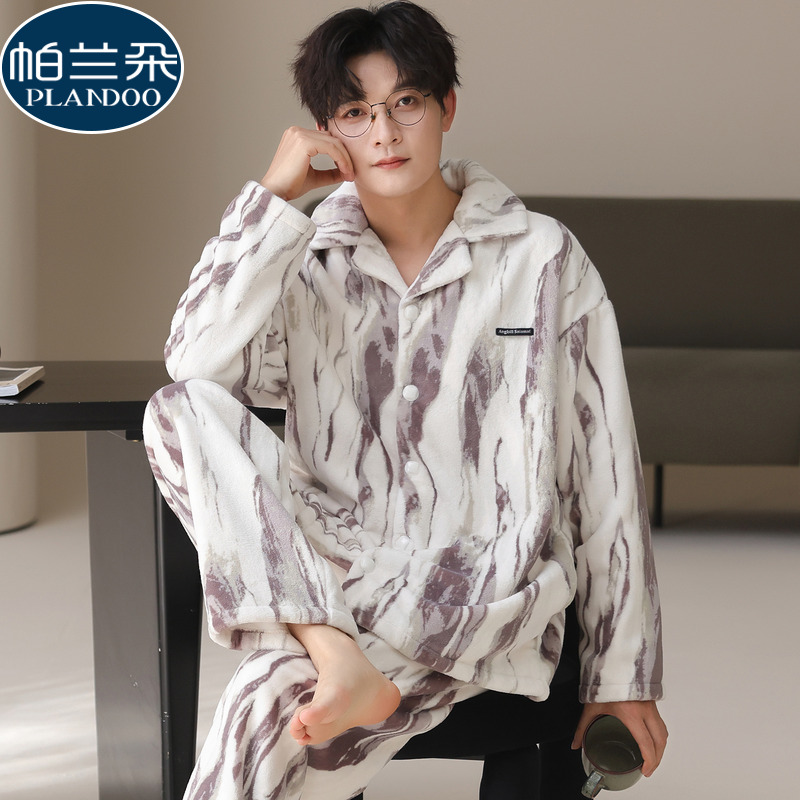 法兰绒青少年加厚珊瑚绒睡衣