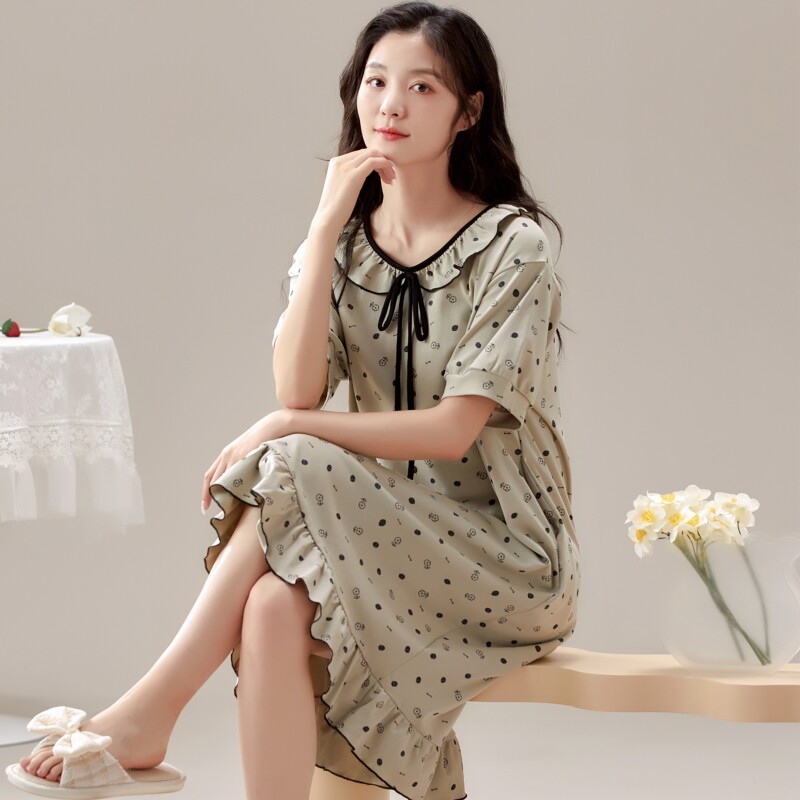 纯棉睡衣裙子女夏天薄款2024新款图片