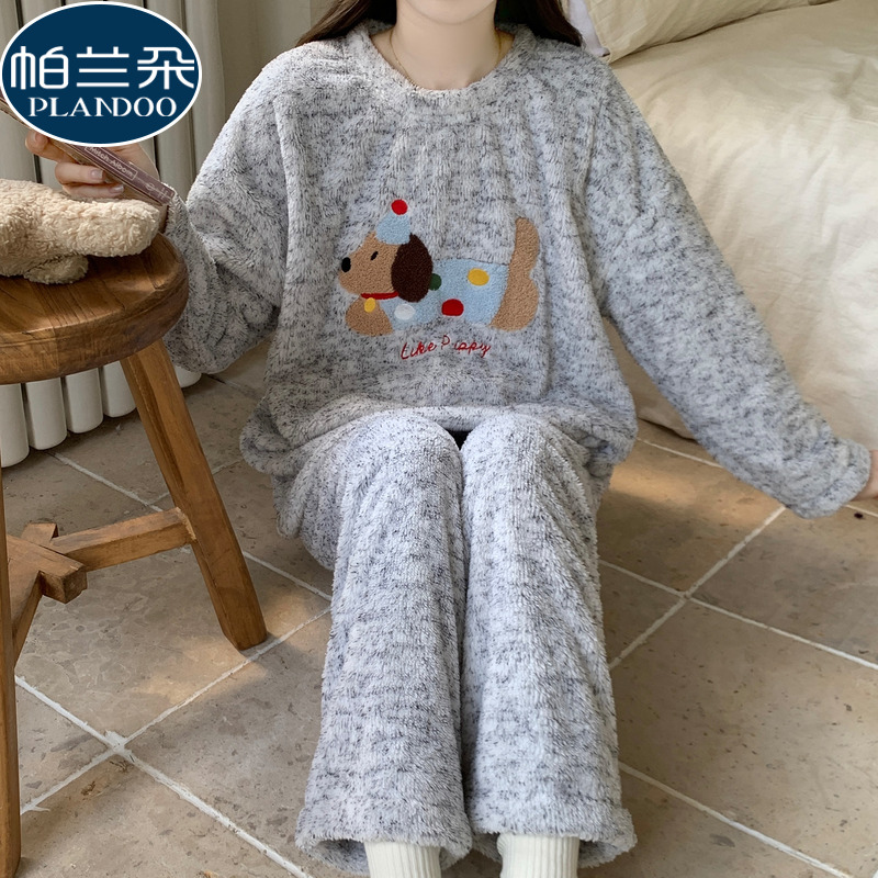 冬季睡衣女2025新款今年流行爆款法兰绒冬天珊瑚绒长袖卡通家居服