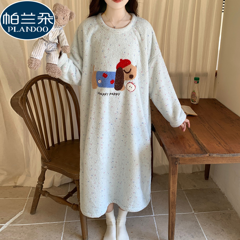 珊瑚绒睡裙女秋冬季2025新款