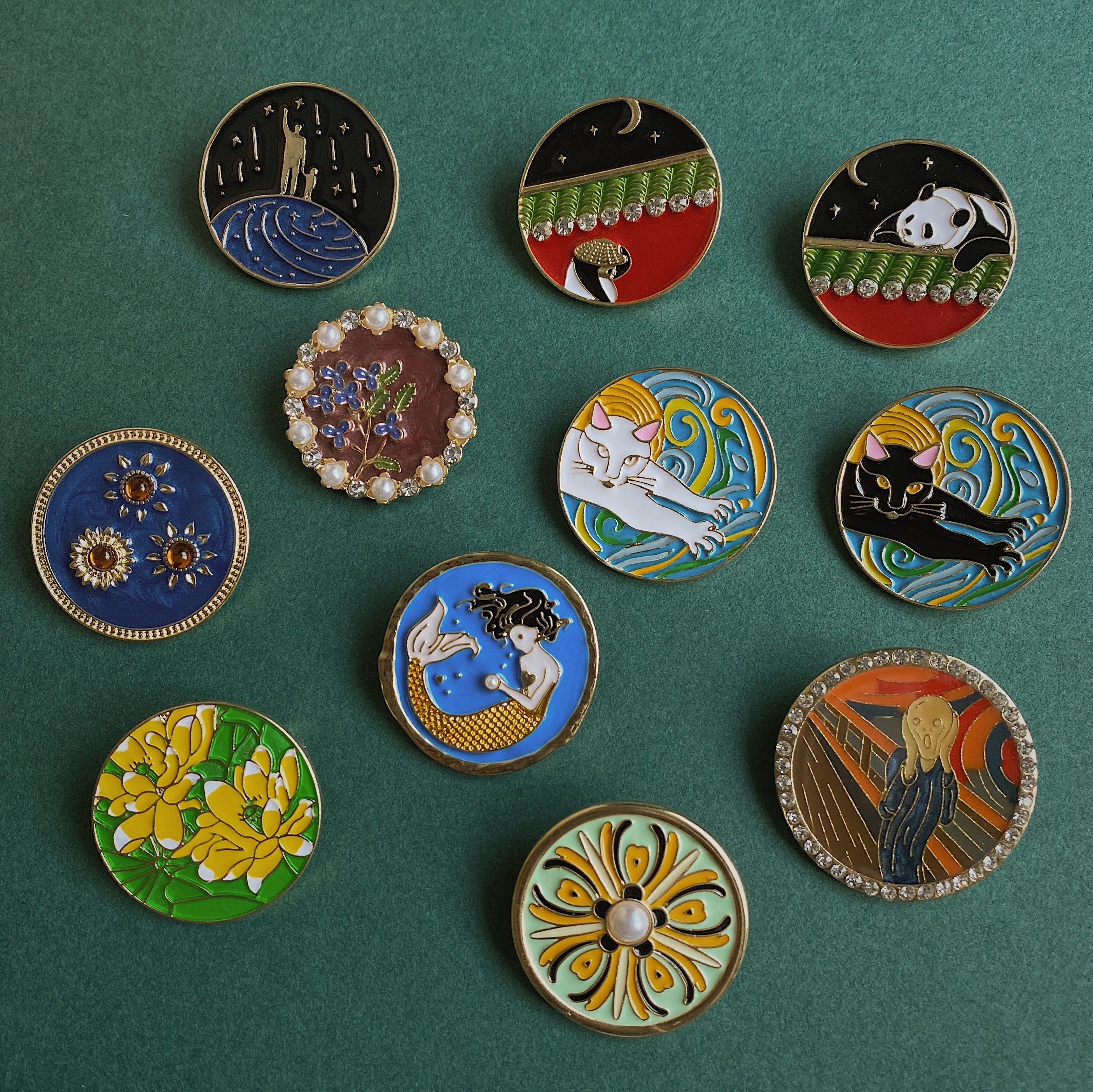 复古文艺美术设计感圆形胸针经典秋冬新款别针配饰