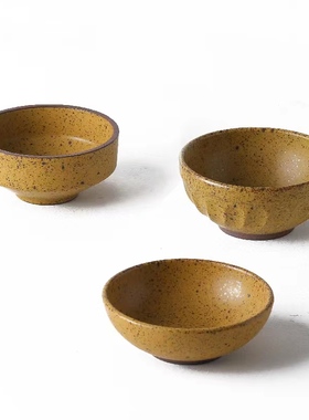 凡土 日式米饭碗黄色小碗家用创意小号面碗单个吃饭碗粗陶仿古风