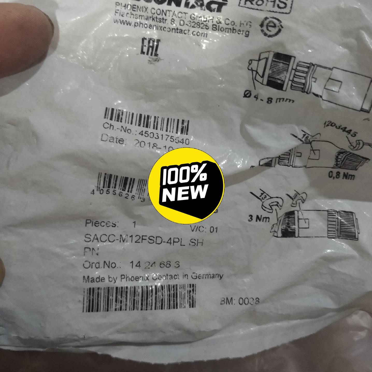 议价菲尼克斯SACC-M12FSD-4PL SH接头,14246