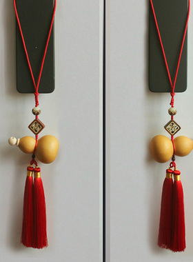 精品天然葫芦挂件大门对门长款红色双流苏玄关卧室床头招财挂饰品