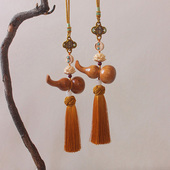 桃木葫芦大门对门挂件中国结厕所卧室厨房阳台黄色流苏莲花挂饰品