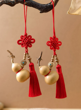 红色中国结短款流苏门对门天然葫芦挂件大门客厅门口中国结挂饰品