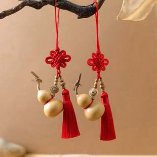 红色中国结短款 流苏门对门天然葫芦挂件大门客厅门口中国结挂饰品