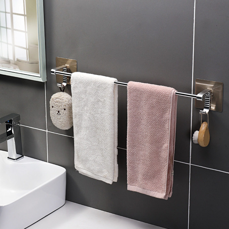 双庆毛巾架免打孔太空铝卫生间浴室置物架浴巾架单杆毛巾架包邮
