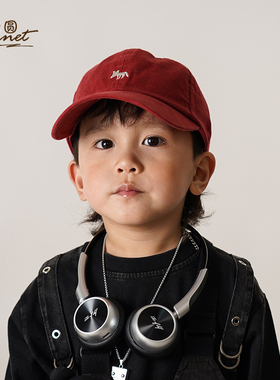 肉圆儿童小狐狸刺绣红色帽子男童女童百搭遮阳防晒亲子鸭舌棒球帽