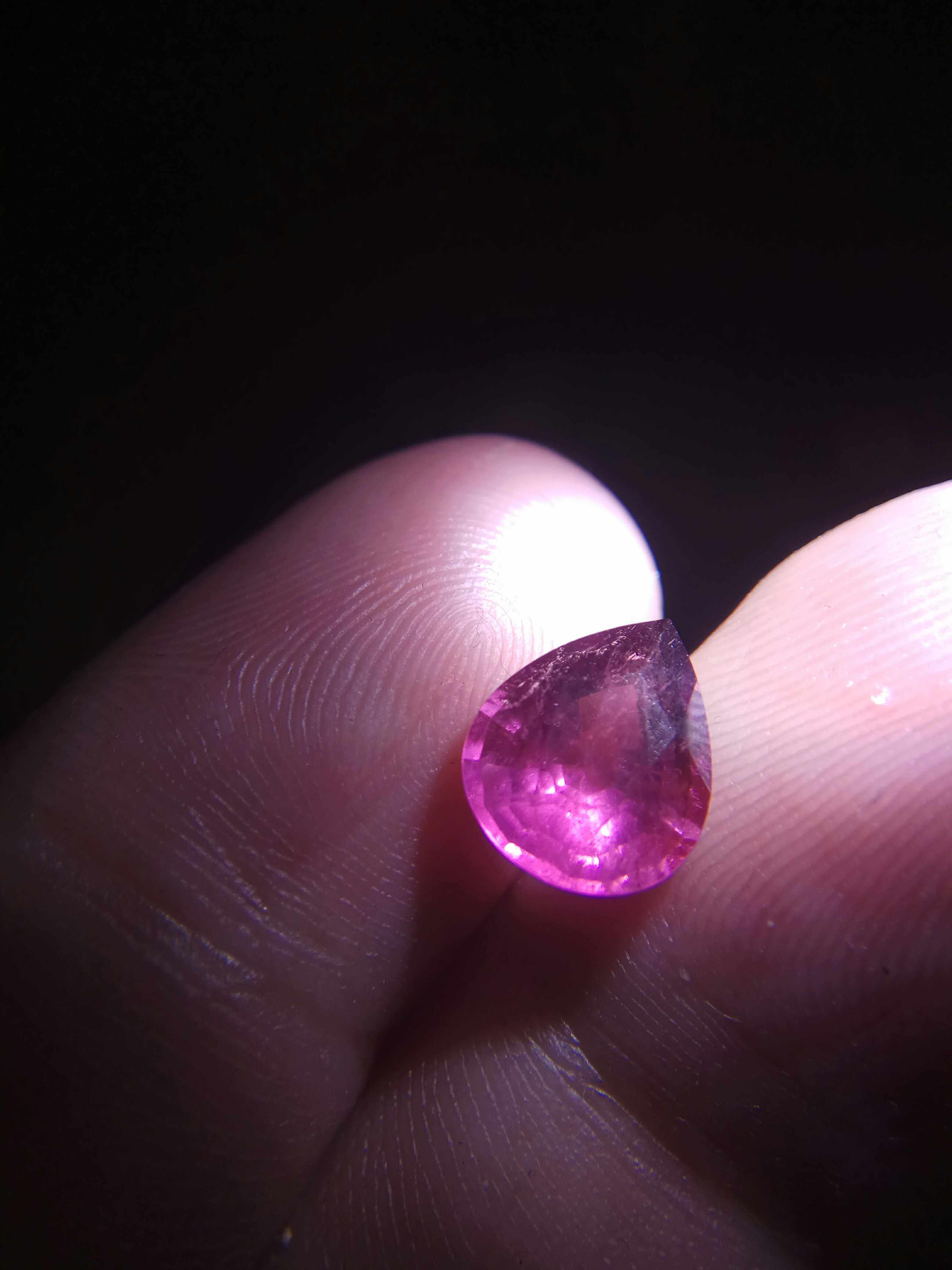 彩色宝石2.68克拉天然阿富汗水滴形刻面紫粉色碧玺卢比来挂坠主石