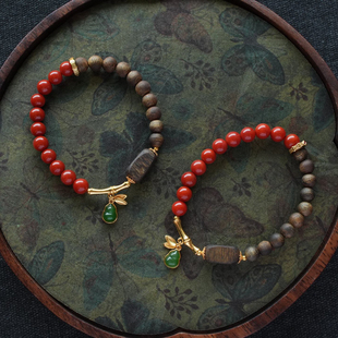 原创天然奇楠沉香转运珠手串女款南红玛瑙手链幸运手饰送女友闺蜜