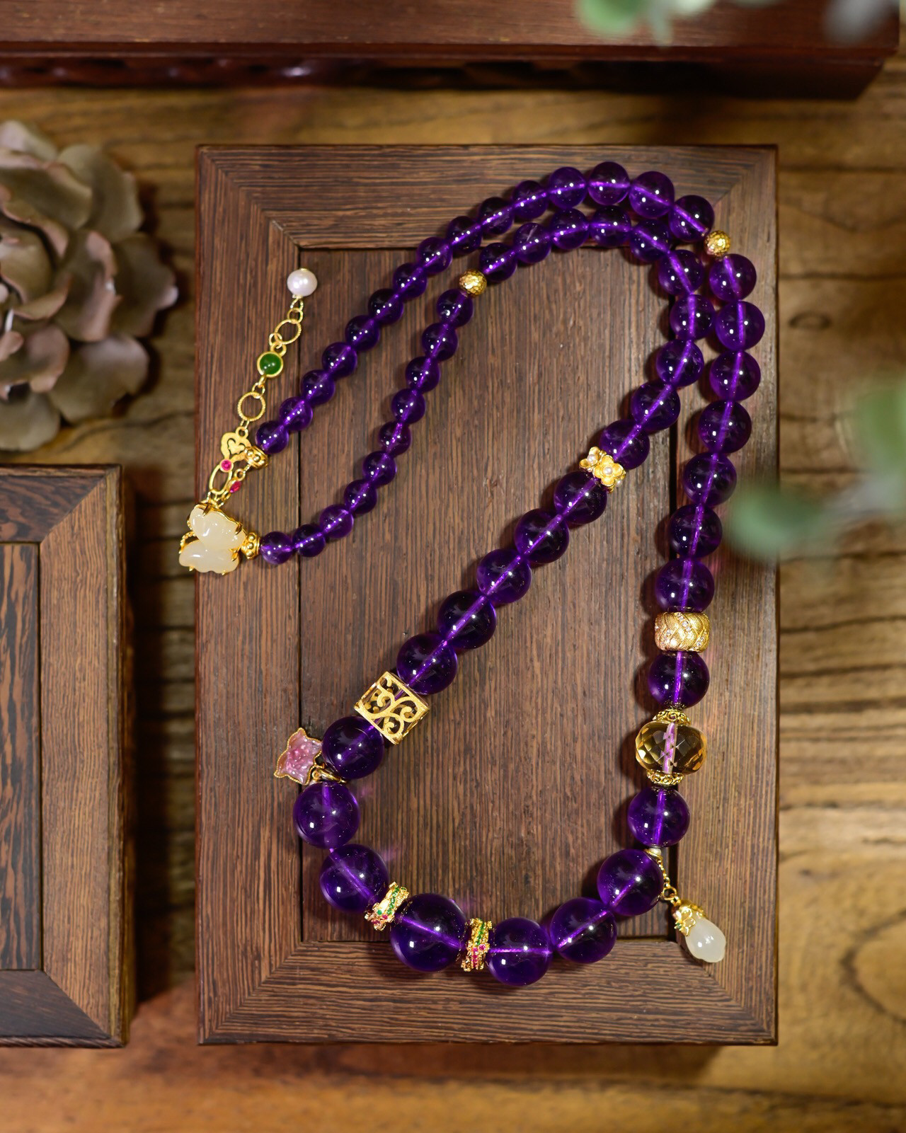 乌拉圭天然紫水晶项链浓紫近净体高级感锁骨短项链纯银女款洋气