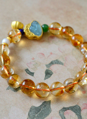 天然黄塔晶手链单圈翡翠佛女款原创设计小众高级感招财转运珠正品