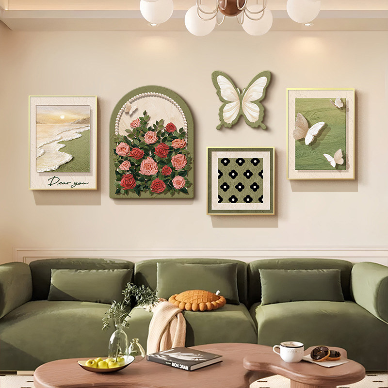 法式奶油风客厅装饰画高级感玫瑰沙发背景墙挂画中古风餐厅墙壁画,家居饰品,现代装饰画,淘宝优惠券,粉丝福利购,淘宝优惠卷