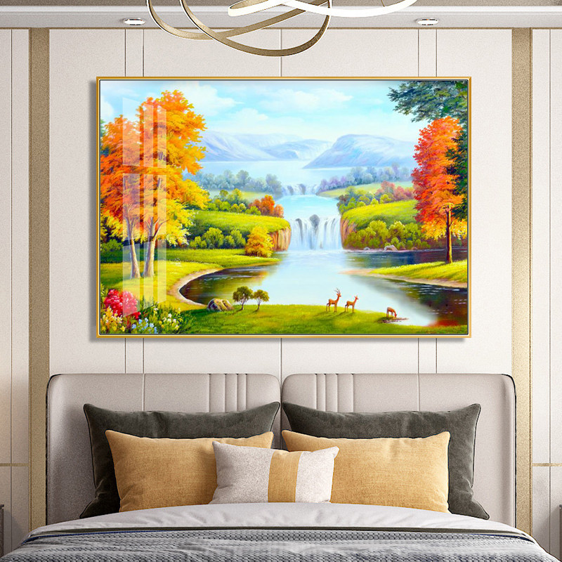 풍요의 뿔 풍경 그림 목가적 인 풍경 매달려 그림 현대 레스토랑 거실 장식 그림 소파 배경 벽 행운 벽화