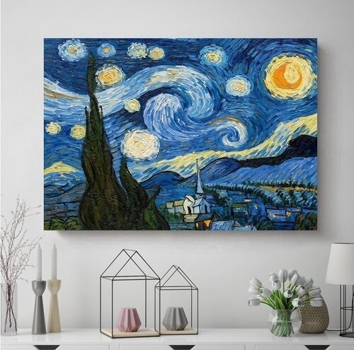 梵高名画 画丰收星空客厅背景墙壁画 画现代简约饭厅饭厅装饰画