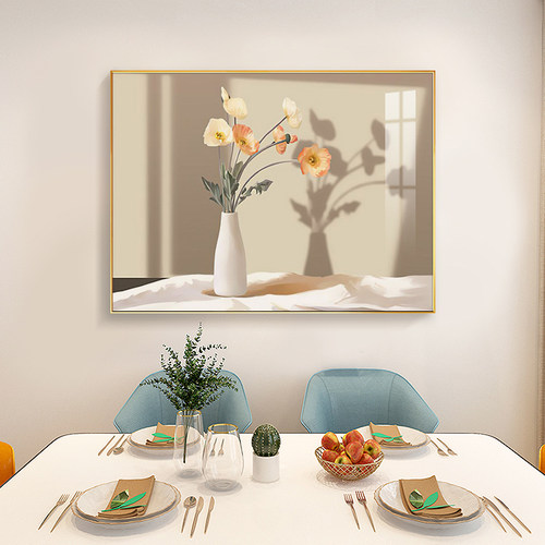 北欧轻奢风餐厅装饰画客厅背景墙面壁画现代简约饭厅餐桌温馨挂画