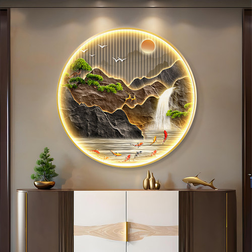 丽画新中式入户玄关装饰画