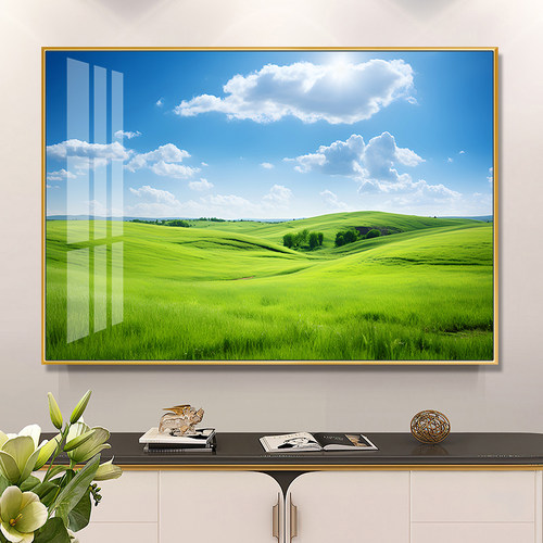 绿色草原风景客厅背景墙装饰画