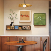 中古风餐厅装 柿柿如意客厅挂画组合复古艺术玄关壁画 饰画2025新款