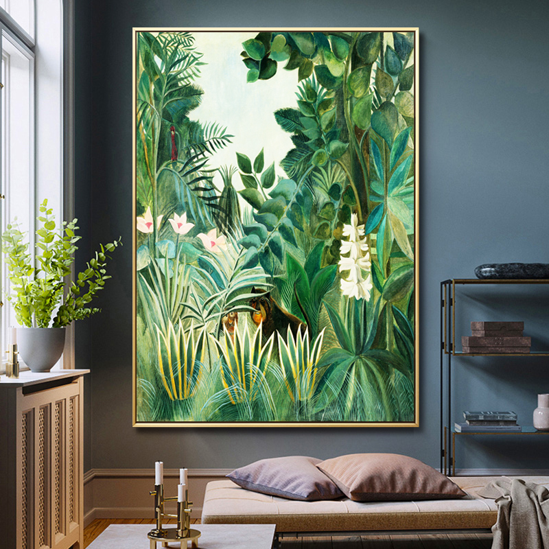 客厅背景墙挂画东南亚风格绿色植物餐厅壁画入口走廊楼梯过道装饰