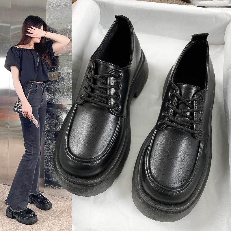 秋冬加绒新款JK小皮鞋女乐福鞋