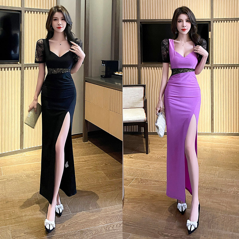夜总会性感蕾丝长裙晚礼服