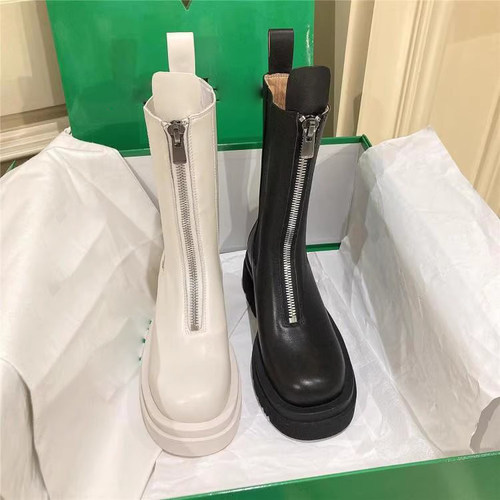 全牛皮切尔西显瘦中筒切尔西短靴