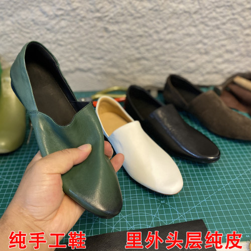 纯手工真皮通勤女鞋一脚蹬乐福鞋