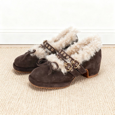 法式复古毛毛高跟鞋冬季新款