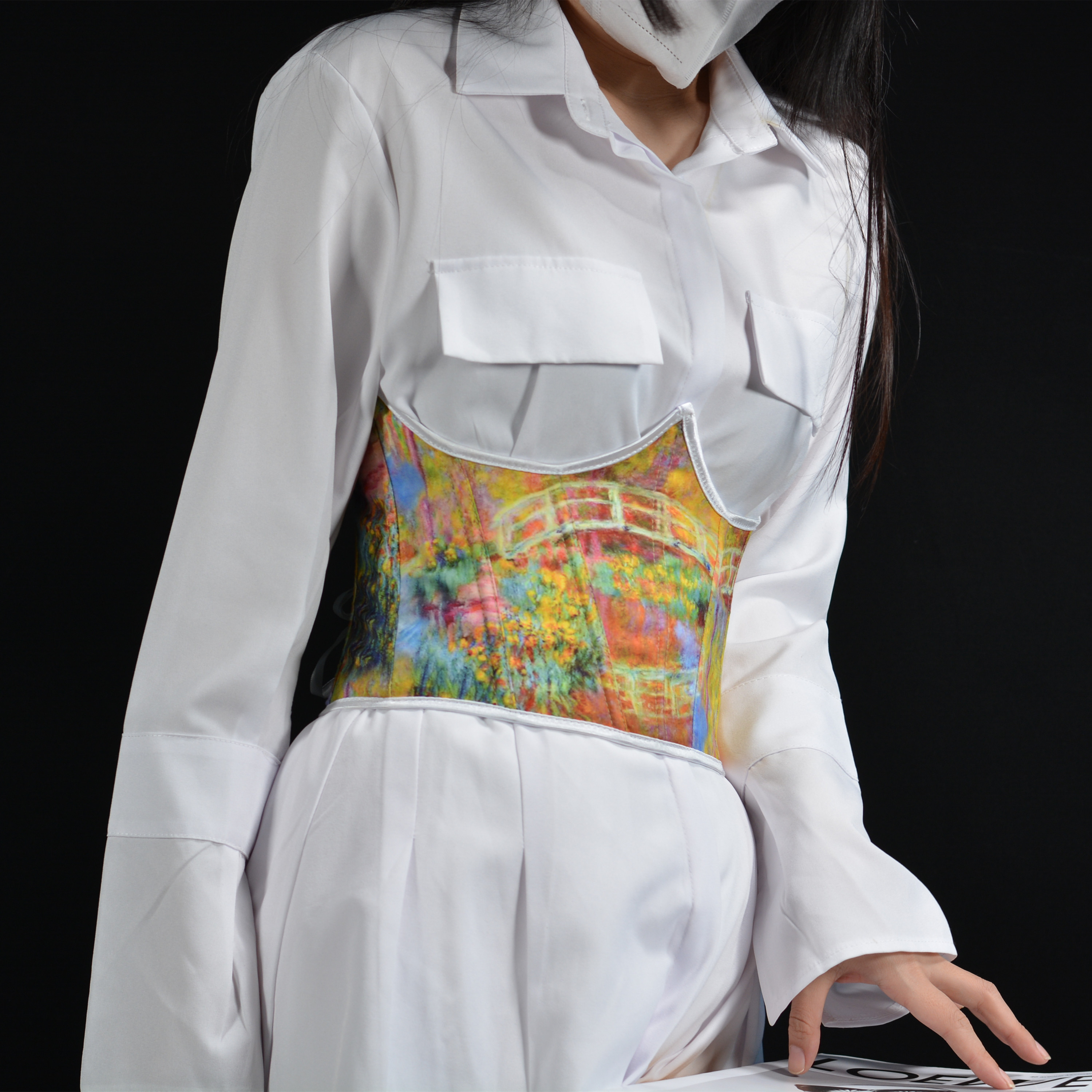 Beaushare新款莫奈花园印花系带塑身鱼骨束腰收腹背心束身上衣,女士内衣/男士内衣/家居服,塑身腰封/腰夹,淘宝优惠券,粉丝福利购,淘宝优惠卷