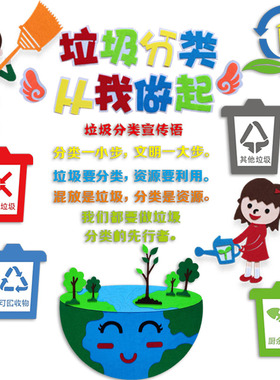 垃圾分类宣传栏文化墙装饰墙贴画