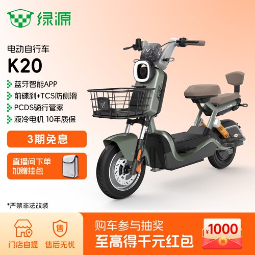 【门店自提】绿源新国标电动自行车K20智能长续航成人代步电瓶车