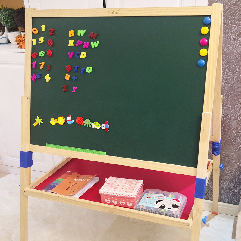超大号儿童画板磁性双面黑板支架式幼儿家用实木画画板学生写字板