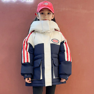 棒球服运动衣儿童羽绒服白鸭绒女款韩版童装冬季保暖中大童亲子装