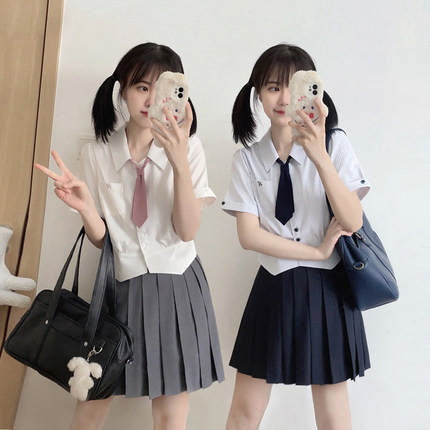 樱花家族原创jk制服衬衫【小朝葵】收腰显瘦学院风日系衬衣短袖女