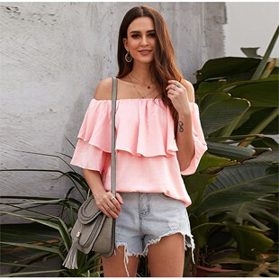 Leisure femaLe word shouLder chiffon unLined upper garment