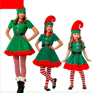 Family Christmas Elf Costume Santa's Helpers Outfit for Kids