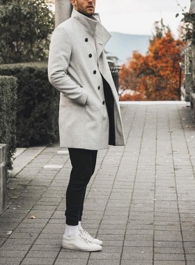 for Men Jacket Trench Coat Business Overcoat Long Coats Tops