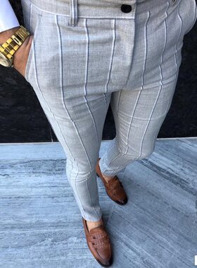 FaShion Men'S PantS Men CaSual BuSineSS SliM Fit StriPed