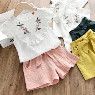 baby summer Casual clothing set 2pieces T-shirts+short girls