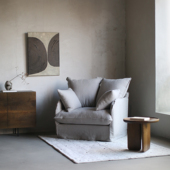 朴室侘寂风现代简约亚麻布艺可躺可睡单人沙发沙发椅懒人椅休闲椅